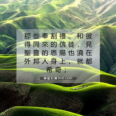 Picture 07 - 使 徒 行 傳 10:45 CUVT - 那 些 奉 割 禮 、 和 彼 得 同 來 的 - Bible Verse Picture