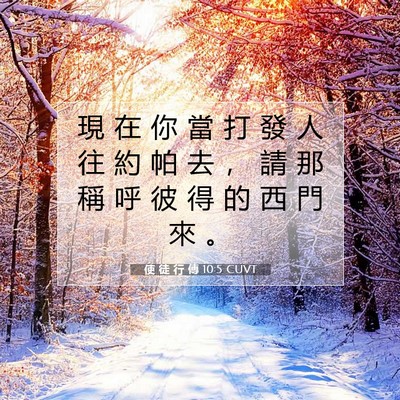 Picture 07 - 使 徒 行 傳 10:5 CUVT - 現 在 你 當 打 發 人 往 約 帕 去 ， - Bible Verse Picture