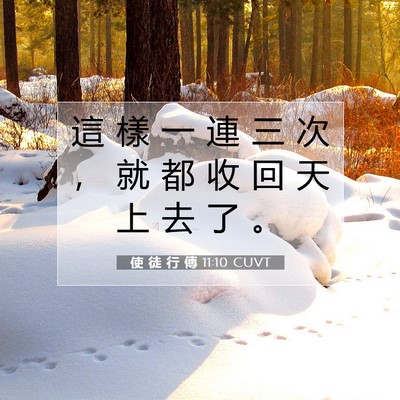 Picture 07 - 使 徒 行 傳 11:10 CUVT - 這 樣 一 連 三 次 ， 就 都 收 回 天 - Bible Verse Picture