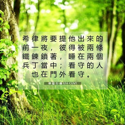 Picture 07 - 使 徒 行 傳 12:6 CUVT - 希 律 將 要 提 他 出 來 的 前 一 夜 - Bible Verse Picture