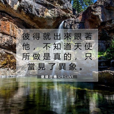 Picture 07 - 使 徒 行 傳 12:9 CUVT - 彼 得 就 出 來 跟 著 他 ， 不 知 道 - Bible Verse Picture