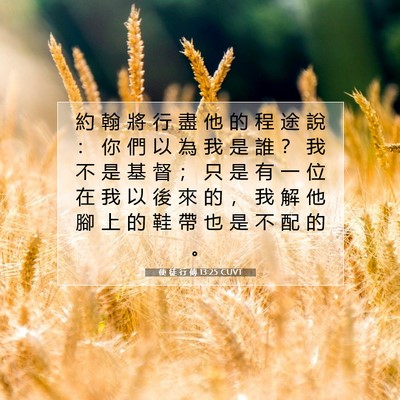 Picture 07 - 使 徒 行 傳 13:25 CUVT - 約 翰 將 行 盡 他 的 程 途 說 ： 你 - Bible Verse Picture