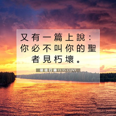 Picture 07 - 使 徒 行 傳 13:35 CUVT - 又 有 一 篇 上 說 ： 你 必 不 叫 你 - Bible Verse Picture