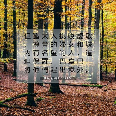 Picture 07 - 使 徒 行 傳 13:50 CUVT - 但 猶 太 人 挑 唆 虔 敬 、 尊 貴 的 - Bible Verse Picture
