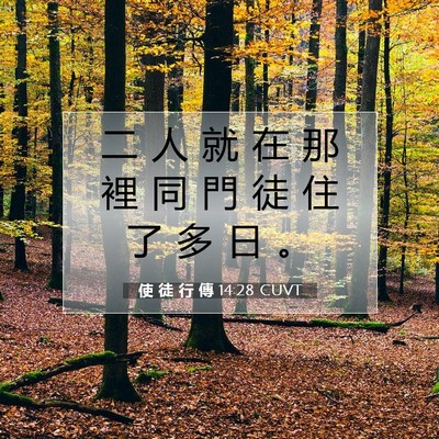 Picture 07 - 使 徒 行 傳 14:28 CUVT - 二 人 就 在 那 裡 同 門 徒 住 了 多 - Bible Verse Picture