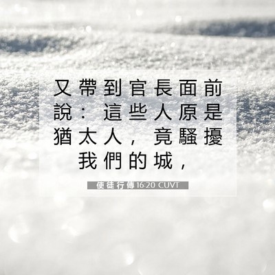 Picture 07 - 使 徒 行 傳 16:20 CUVT - 又 帶 到 官 長 面 前 說 ： 這 些 人 - Bible Verse Picture