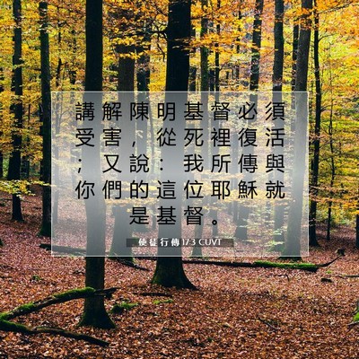 Picture 07 - 使 徒 行 傳 17:3 CUVT - 講 解 陳 明 基 督 必 須 受 害 ， 從 - Bible Verse Picture