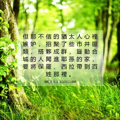 Picture 07 - 使 徒 行 傳 17:5 CUVT - 但 那 不 信 的 猶 太 人 心 裡 嫉 妒 - Bible Verse Picture
