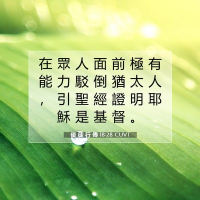 Picture 07 - 使 徒 行 傳 18:28 CUVT - 在 眾 人 面 前 極 有 能 力 駁 倒 猶 - Bible Verse Picture