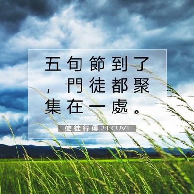 Picture 07 - 使 徒 行 傳 2:1 CUVT - 五 旬 節 到 了 ， 門 徒 都 聚 集 在 - Bible Verse Picture