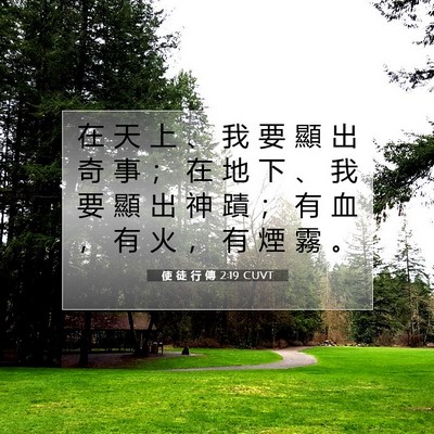 Picture 07 - 使 徒 行 傳 2:19 CUVT - 在 天 上 、 我 要 顯 出 奇 事 ； 在 - Bible Verse Picture