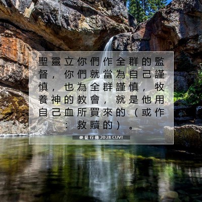 Picture 07 - 使 徒 行 傳 20:28 CUVT - 聖 靈 立 你 們 作 全 群 的 監 督 ， - Bible Verse Picture