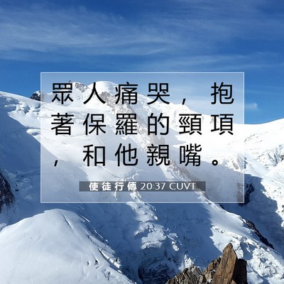 Picture 07 - 使 徒 行 傳 20:37 CUVT - 眾 人 痛 哭 ， 抱 著 保 羅 的 頸 項 - Bible Verse Picture