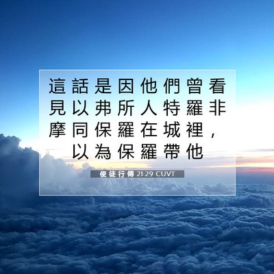 Picture 07 - 使 徒 行 傳 21:29 CUVT - 這 話 是 因 他 們 曾 看 見 以 弗 所 - Bible Verse Picture