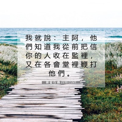 Picture 07 - 使 徒 行 傳 22:19 CUVT - 我 就 說 ： 主 阿 ， 他 們 知 道 我 - Bible Verse Picture