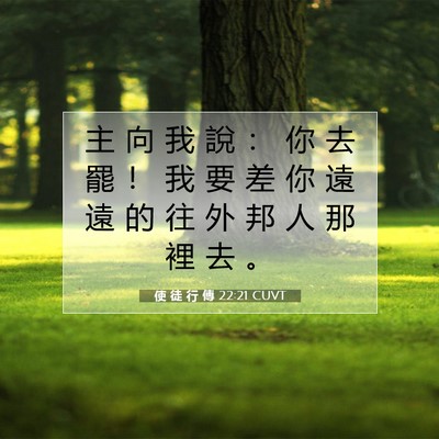 Picture 07 - 使 徒 行 傳 22:21 CUVT - 主 向 我 說 ： 你 去 罷 ！ 我 要 差 - Bible Verse Picture
