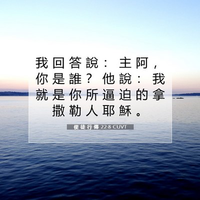 Picture 07 - 使 徒 行 傳 22:8 CUVT - 我 回 答 說 ： 主 阿 ， 你 是 誰 ？ - Bible Verse Picture