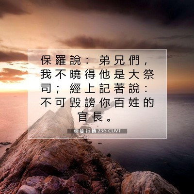 Picture 07 - 使 徒 行 傳 23:5 CUVT - 保 羅 說 ： 弟 兄 們 ， 我 不 曉 得 - Bible Verse Picture