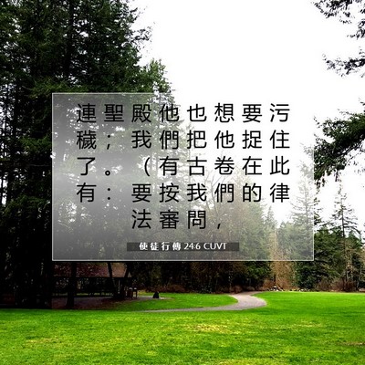Picture 07 - 使 徒 行 傳 24:6 CUVT - 連 聖 殿 他 也 想 要 污 穢 ； 我 們 - Bible Verse Picture