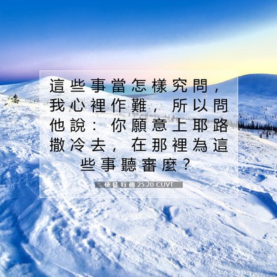 Picture 07 - 使 徒 行 傳 25:20 CUVT - 這 些 事 當 怎 樣 究 問 ， 我 心 裡 - Bible Verse Picture