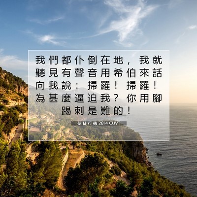 Picture 07 - 使 徒 行 傳 26:14 CUVT - 我 們 都 仆 倒 在 地 ， 我 就 聽 見 - Bible Verse Picture