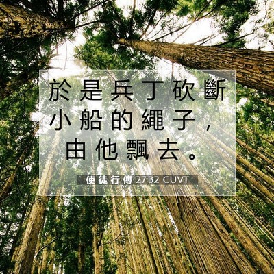 Picture 07 - 使 徒 行 傳 27:32 CUVT - 於 是 兵 丁 砍 斷 小 船 的 繩 子 ， - Bible Verse Picture