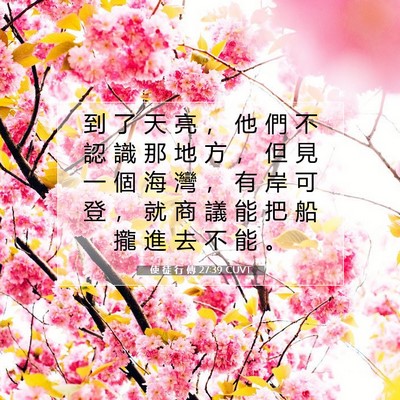 Picture 07 - 使 徒 行 傳 27:39 CUVT - 到 了 天 亮 ， 他 們 不 認 識 那 地 - Bible Verse Picture