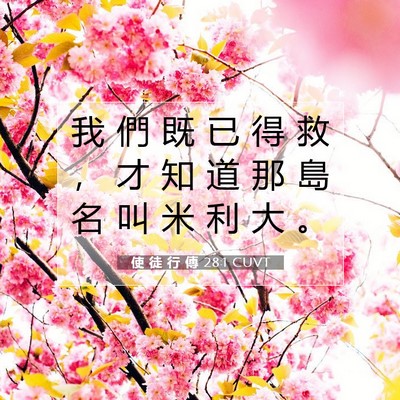 Picture 07 - 使 徒 行 傳 28:1 CUVT - 我 們 既 已 得 救 ， 才 知 道 那 島 - Bible Verse Picture
