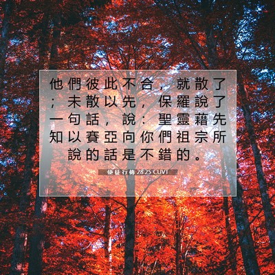 Picture 07 - 使 徒 行 傳 28:25 CUVT - 他 們 彼 此 不 合 ， 就 散 了 ； 未 - Bible Verse Picture