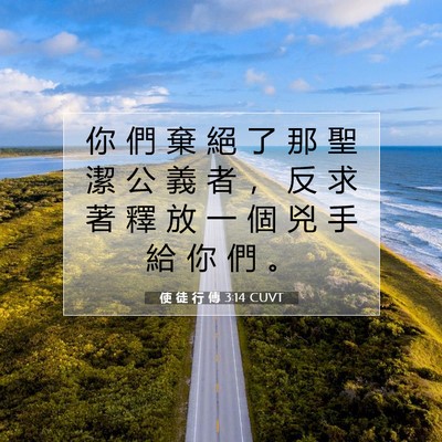 Picture 07 - 使 徒 行 傳 3:14 CUVT - 你 們 棄 絕 了 那 聖 潔 公 義 者 ， - Bible Verse Picture