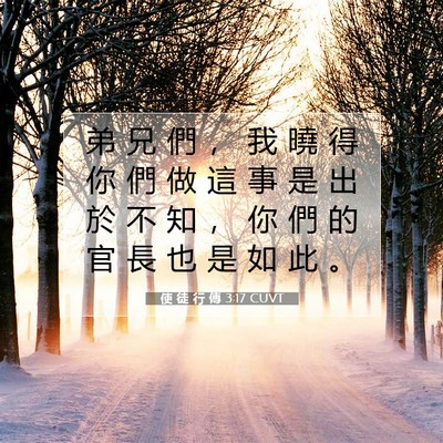 Picture 07 - 使 徒 行 傳 3:17 CUVT - 弟 兄 們 ， 我 曉 得 你 們 做 這 事 - Bible Verse Picture