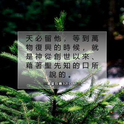 Picture 07 - 使 徒 行 傳 3:21 CUVT - 天 必 留 他 ， 等 到 萬 物 復 興 的 - Bible Verse Picture