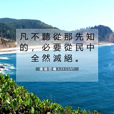 Picture 07 - 使 徒 行 傳 3:23 CUVT - 凡 不 聽 從 那 先 知 的 ， 必 要 從 - Bible Verse Picture