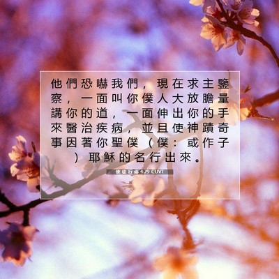 Picture 07 - 使 徒 行 傳 4:29 CUVT - 他 們 恐 嚇 我 們 ， 現 在 求 主 鑒 - Bible Verse Picture