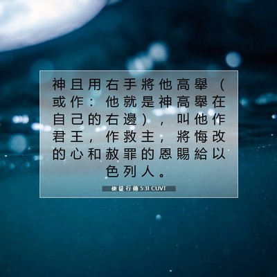 Picture 07 - 使 徒 行 傳 5:31 CUVT - 神 且 用 右 手 將 他 高 舉 （ 或 作 - Bible Verse Picture