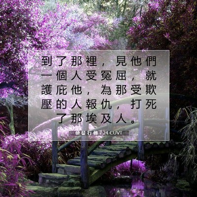 Picture 07 - 使 徒 行 傳 7:24 CUVT - 到 了 那 裡 ， 見 他 們 一 個 人 受 - Bible Verse Picture
