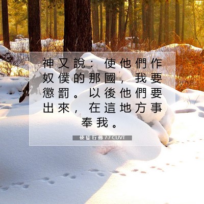 Picture 07 - 使 徒 行 傳 7:7 CUVT - 神 又 說 ： 使 他 們 作 奴 僕 的 那 - Bible Verse Picture