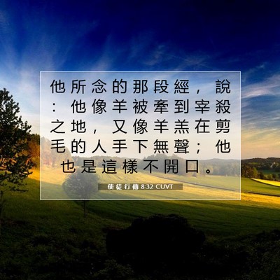 Picture 07 - 使 徒 行 傳 8:32 CUVT - 他 所 念 的 那 段 經 ， 說 ： 他 像 - Bible Verse Picture