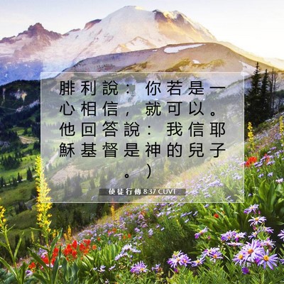 Picture 07 - 使 徒 行 傳 8:37 CUVT - 腓 利 說 ： 你 若 是 一 心 相 信 ， - Bible Verse Picture
