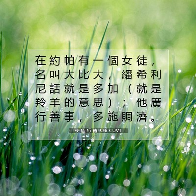 Picture 07 - 使 徒 行 傳 9:36 CUVT - 在 約 帕 有 一 個 女 徒 ， 名 叫 大 - Bible Verse Picture