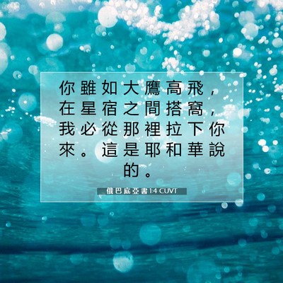 Picture 07 - 俄 巴 底 亞 書 1:4 CUVT - 你 雖 如 大 鷹 高 飛 ， 在 星 宿 之 - Bible Verse Picture