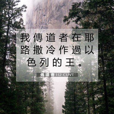 Picture 07 - 傳 道 書 1:12 CUVT - 我 傳 道 者 在 耶 路 撒 冷 作 過 以 - Bible Verse Picture