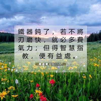 Picture 07 - 傳 道 書 10:10 CUVT - 鐵 器 鈍 了 ， 若 不 將 刃 磨 快 ， - Bible Verse Picture