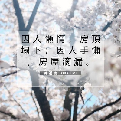 Picture 07 - 傳 道 書 10:18 CUVT - 因 人 懶 惰 ， 房 頂 塌 下 ； 因 人 - Bible Verse Picture