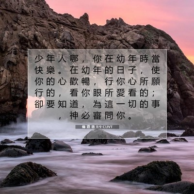 Picture 07 - 傳 道 書 11:9 CUVT - 少 年 人 哪 ， 你 在 幼 年 時 當 快 - Bible Verse Picture