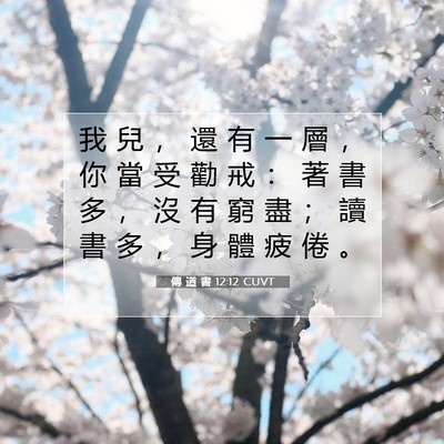 Picture 07 - 傳 道 書 12:12 CUVT - 我 兒 ， 還 有 一 層 ， 你 當 受 勸 - Bible Verse Picture