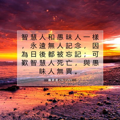 Picture 07 - 傳 道 書 2:16 CUVT - 智 慧 人 和 愚 昧 人 一 樣 ， 永 遠 - Bible Verse Picture