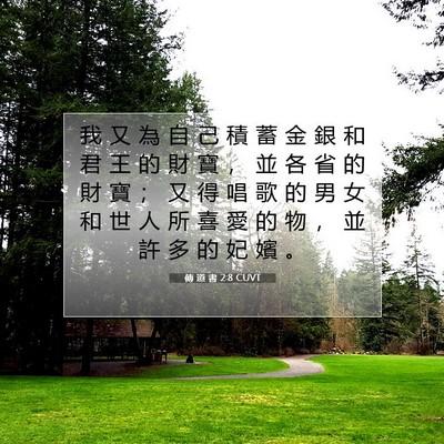 Picture 07 - 傳 道 書 2:8 CUVT - 我 又 為 自 己 積 蓄 金 銀 和 君 王 - Bible Verse Picture