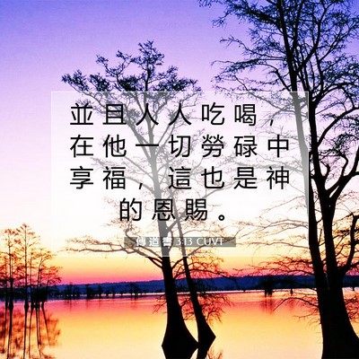 Picture 07 - 傳 道 書 3:13 CUVT - 並 且 人 人 吃 喝 ， 在 他 一 切 勞 - Bible Verse Picture