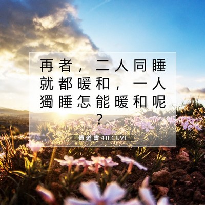Picture 07 - 傳 道 書 4:11 CUVT - 再 者 ， 二 人 同 睡 就 都 暖 和 ， - Bible Verse Picture
